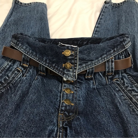 Vintage 80s 90s Weathered Blues Ultra High Waist Tapered Jeans Size 7/8 (28) - Picture 8 of 15